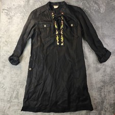 Holding Horses Anthropologie Womens 2 Black Imogen Shirt Dress Witchy Goth Artsy