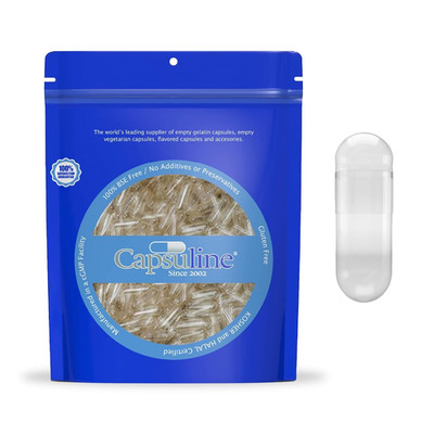 Clear Size 00 Empty Gelatin Capsules by Capsuline - 1000 Count - Gelatin Capsule