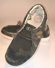 Hey Dude Wally Youth Unisex Kids Low Top Lace-Up Loafer Camo Green US 6Y