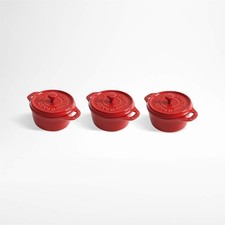 Red Staub Ceramic Mini Cocotte Dutch Oven Ram...