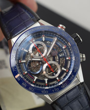 tag heuer 01 skeleton carrera  box papers  car201t serviced 1yr  tag heuer gtee