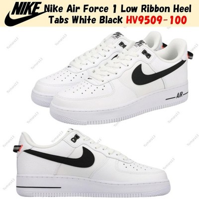 Nike Air Force 1 Low Ribbon Heel Tabs White Black HV9509-100 Men's