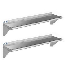 Stainless Steel Shelf 12 x 48 Inches 350lb, 2 Pack NSF Commercial Wall Mount ...