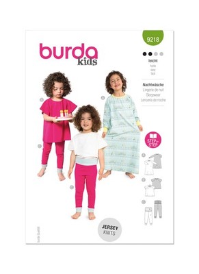 Burda Style X09218BURDA Children's Nightgown, Sleep Shirt, Leggings Sleepwear...