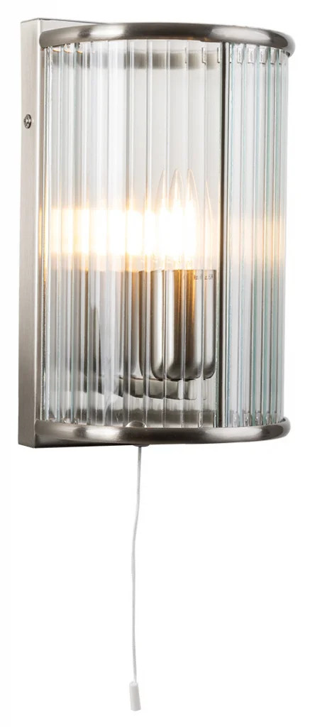 Wall Light Silver Fern Antique Chrome Ribbed Glass Oaks Lighting 451 WB AC