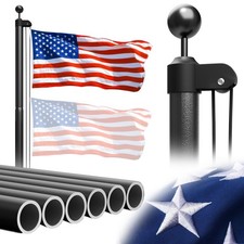 Heavy Duty Flag Pole 25 FT 12 Gauge Extra Thick Aluminum Flag 25FT Socket Type