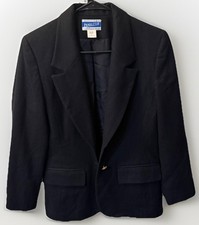 Pendleton Womens Petite 4 Black 100 Virgin Wool Blazer Jacket Made USA