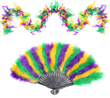 Mardi Gras Feather Boa with Fan Feather Boa for Women for Mardi Gras Theme Parti