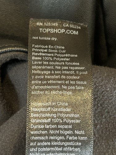 Topshop Black Stretch Faux Leather Pleather Flared Trousers / Jeans UK Sz 16 L31 - Picture 11 of 18