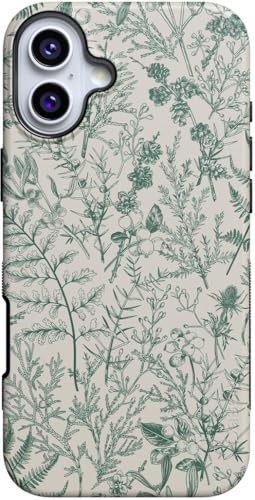 iPhone 16 Sage Garden Green Floral Case Military Grade Drop Protection Slim Fit