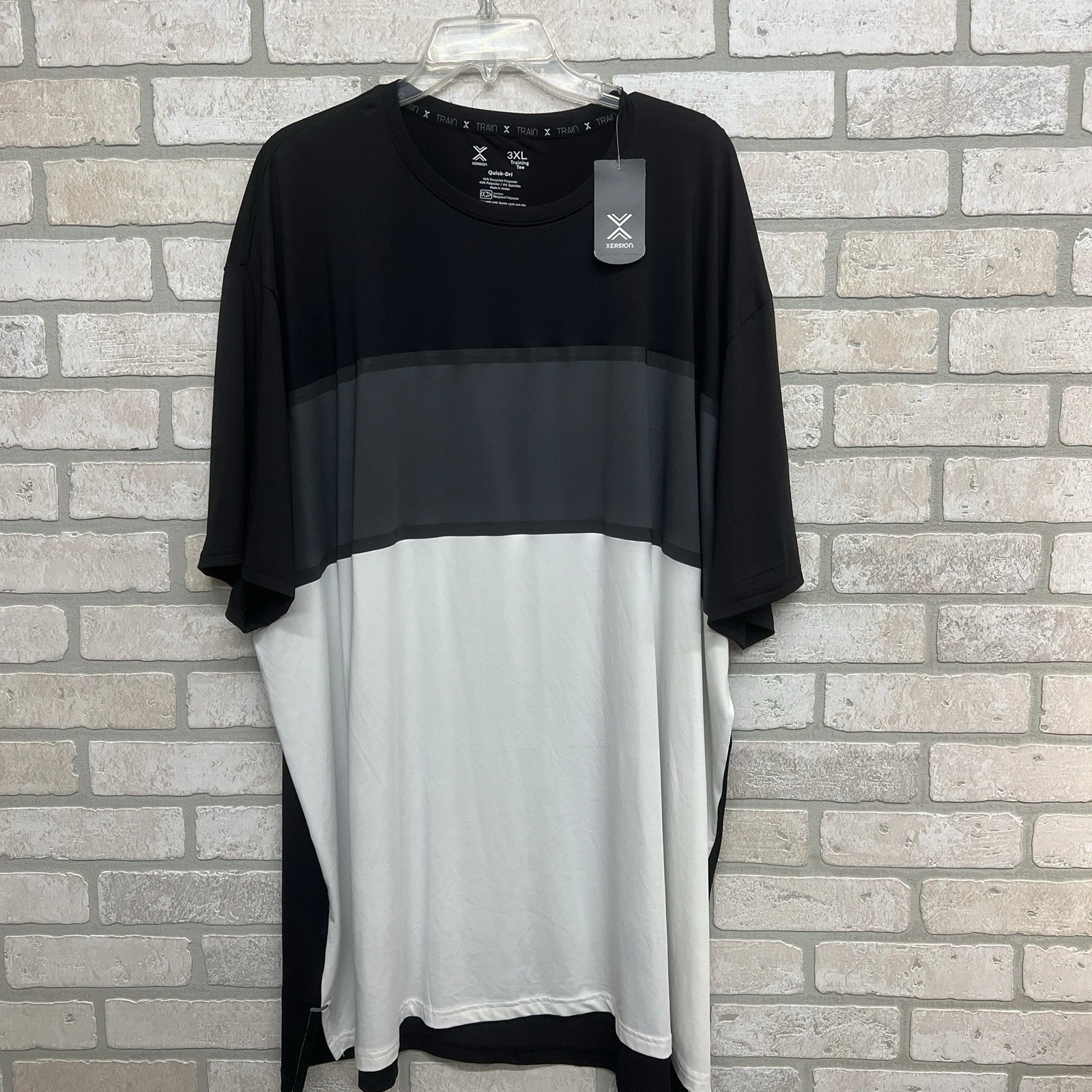 Xersion Basketball Training Tee Shirt Mens 3XL Color Block Black/White/Gray NWT