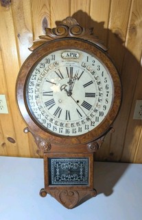 Gilbert Office Drop Calendar Clock Circa 1880