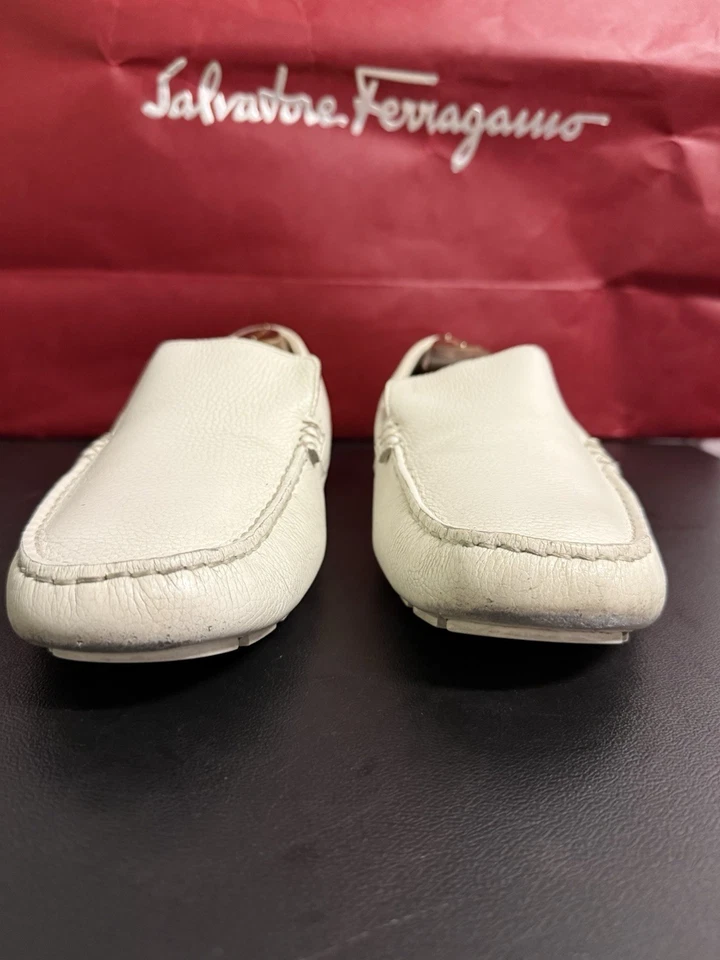 gucci shoes men white leather ace loafer drivers US 9.5 $1070 MSRP - Image 4 of 4