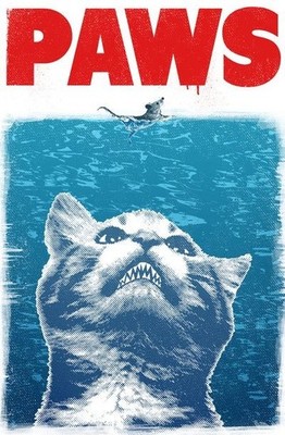 Paws Jaws Cat Funny Poster Repro Print Poster 13x19