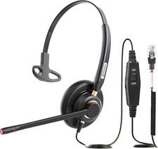 Phone Headset for Cisco Landline, Noise Canceling Microphone Mute Switch Tele...