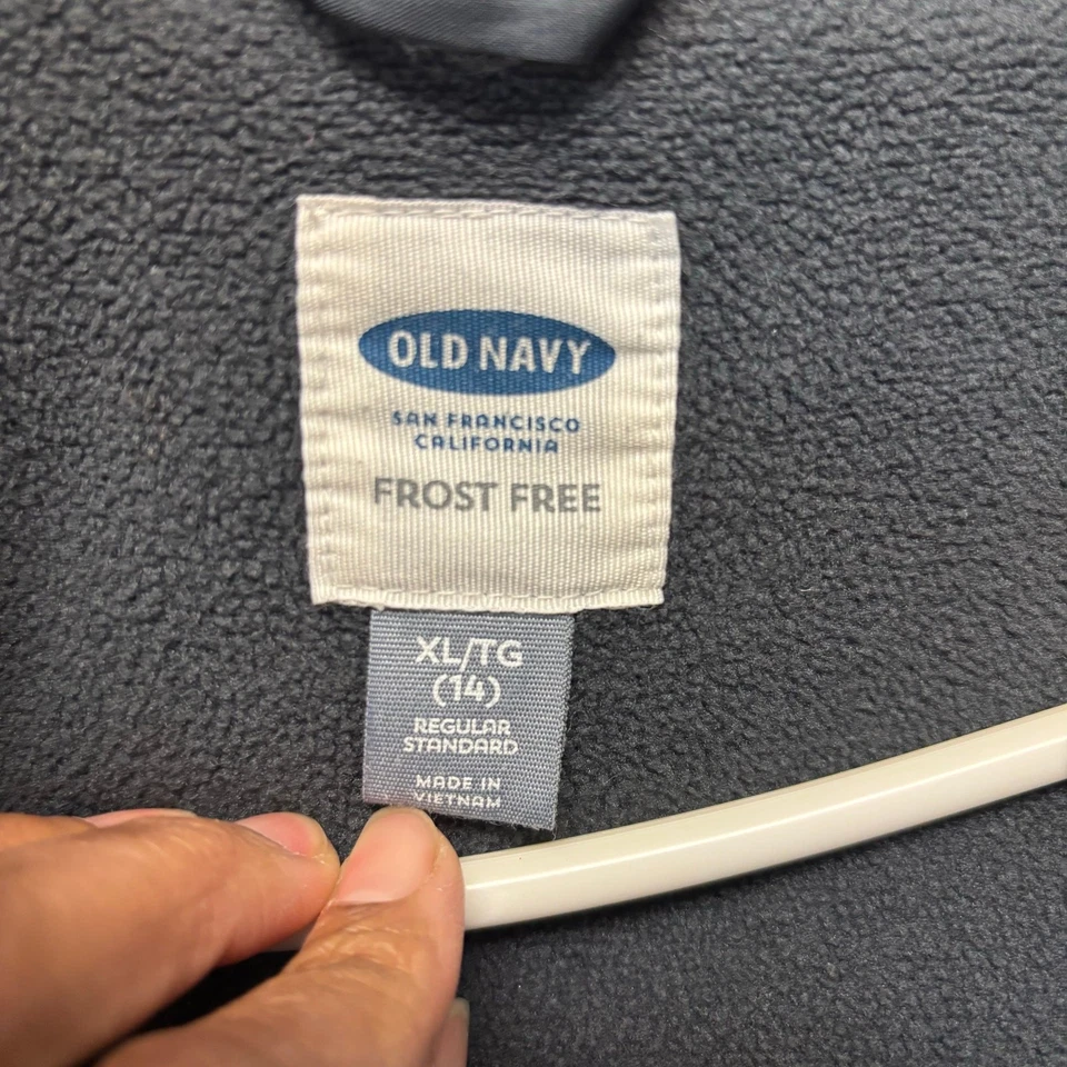 Parka Antigua Azul Marino Imitación Piel Borde Capucha Línea Polar Cremallera Completa Palanca Botón Preppy Natación Foto 4 de 4