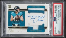 2021 Panini One Trevor Lawrence Dual Gold RPA Rookie Patch Auto /10 PSA 9 Pop 1