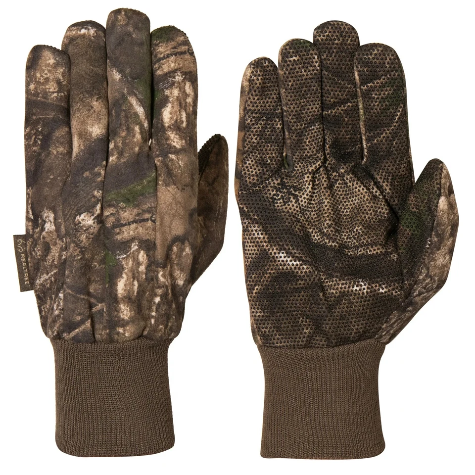 Camouflage Jersey Gloves Men's L/XL Realtree APX Knit Cuff Dot Palm Hunting Work - Image 2 of 4