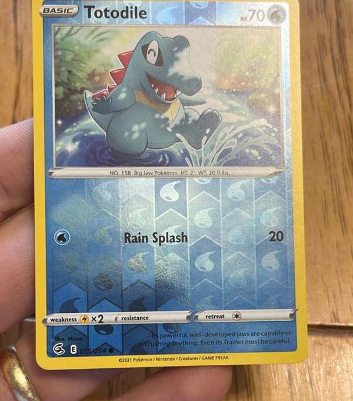 Totodile 055/264 NM Reverse Holo Fusion Strike Near Mint Foil Pokemon Card 55