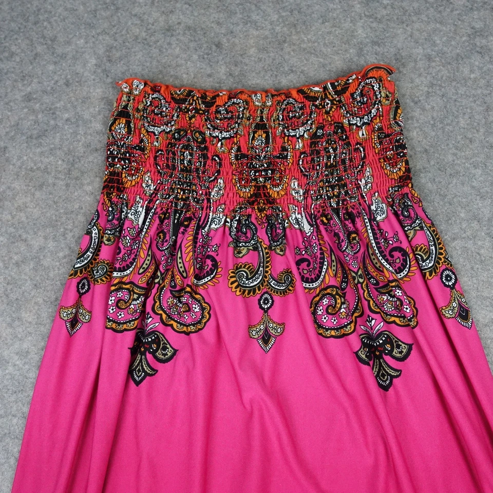 VINTAGE Bailey Blue Maxi Dress Womens Large Paisley Strapless Boho Festival VTG - Image 3 of 4