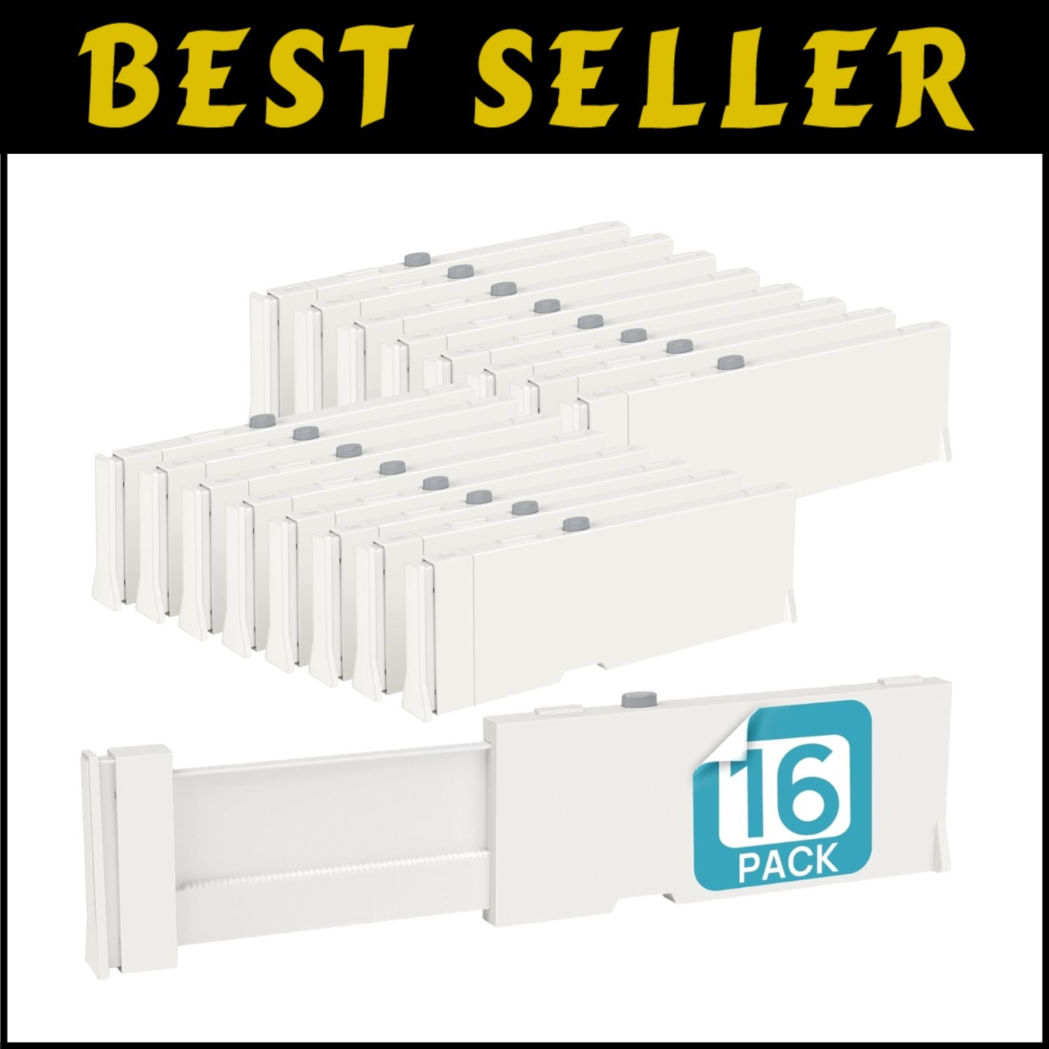 Expandable Drawer Organizer for Clothes with 4-Inch Adjustable Dividers, 16-Piece Set