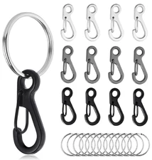 Coobigo 12 Sets Small Carabiner Clip Metal Spring Snap Hooks 1 Inch Mini Paracor