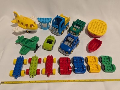 Duplo Lot Vehicles Cars Trucks Jeep Airplane Boat+  Bases for Trains & Cars