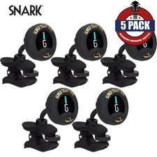 5-PACK Snark ST-8 Super Tight Rechargeable Chromatic Clip On Tuner Black