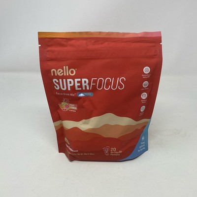 Nello Superfocus Fruit Punch + Caffeine Drink Mix, 20 Packets