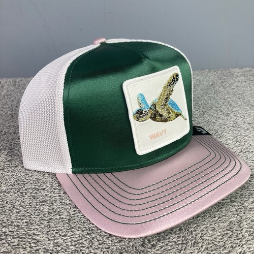 Goorin Bros The Farm "Wavy" Sea Turtle Metallic Snapback Hat Cap Trucker Green - Picture 2 of 9