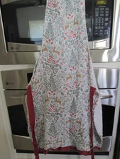 LAURA ASHLEY CHEF APRON HOLLY DAY ONE SIZE  36 X 27 100% COTTON GAUZE/ NWT