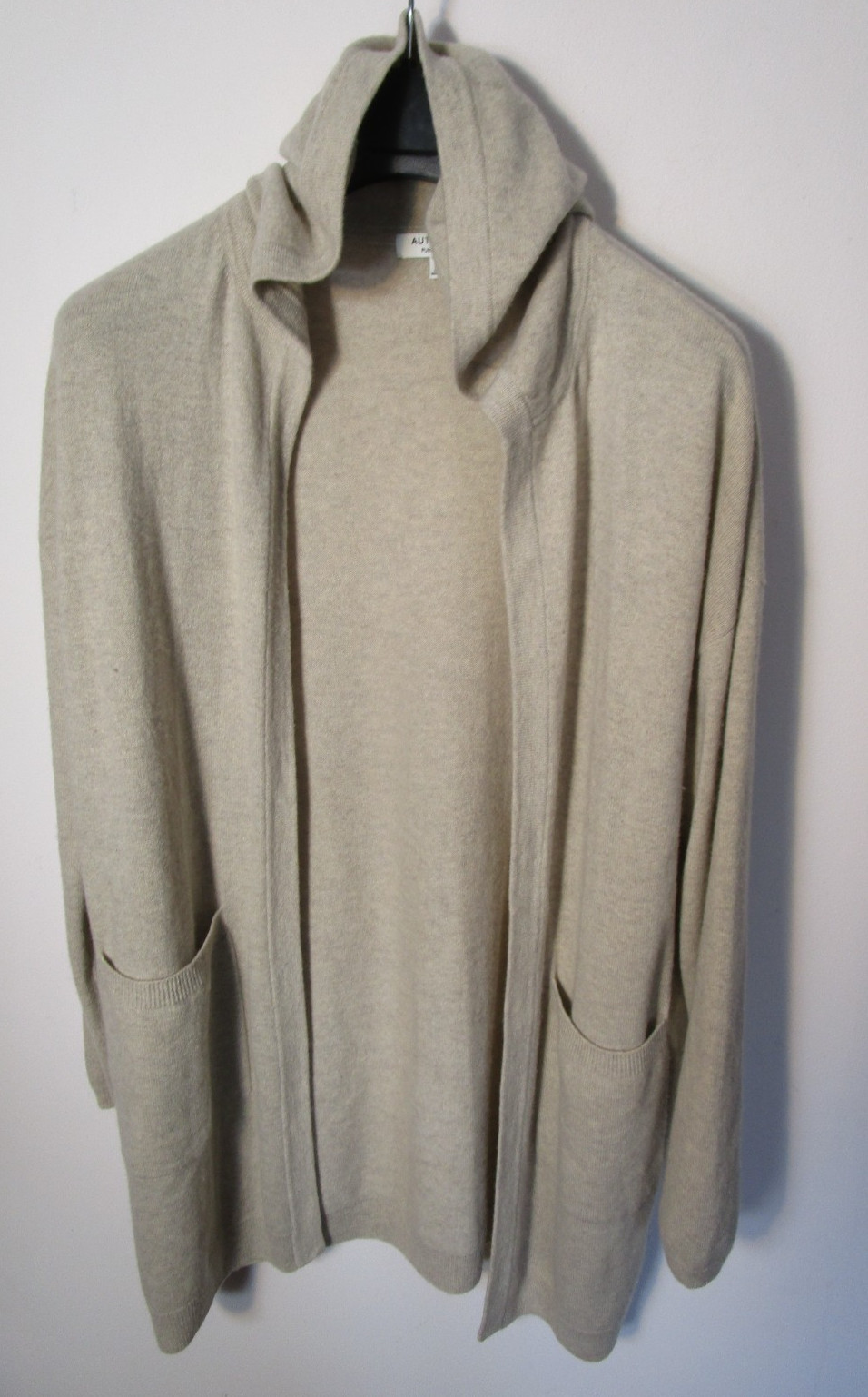 Autograph M&S L  100% Cashmere Long Cardigan Oatmeal Relaxed Hoodie