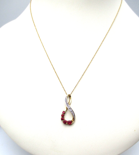 Kay Jewelers 10K Yellow Gold Ruby & Diamond Pendant Necklace in Box 1.9 ...