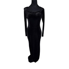 Black Velvet Corset Style Gothic Maxi Dress XS