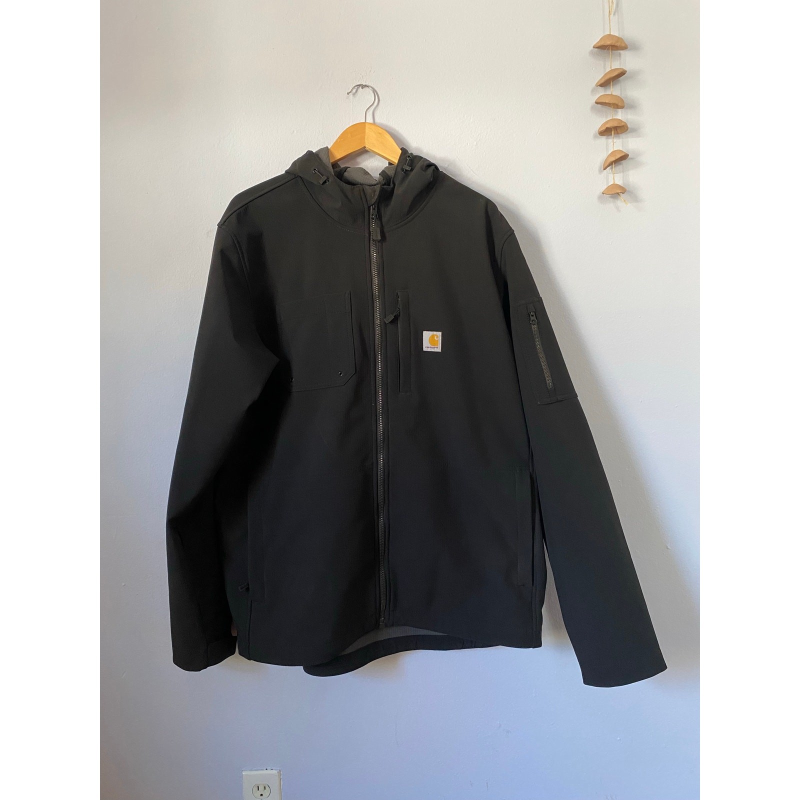 Black Carhartt Rain Defender Relaxed Fit Hooded Jacket - (Me