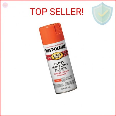Rust-Oleum 214084 Stops Rust Spray Paint, 12 oz, Gloss Orange