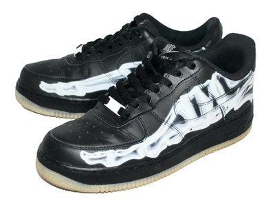NIKE Air Force 1 '07 QS Black Skeleton Leather Sneaker Men Size 7 Low Top BQ7541