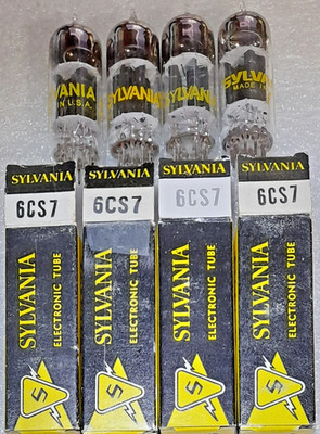 Quad 6CS7 Sylvania NOS black plate Vacuum Tubes, Leben, Triplett 3444 Tested