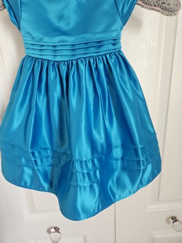 Vintage Jo Lene Toddler Girls 12 Months Blue Satin Dress Tie Back. - Picture 4 of 9