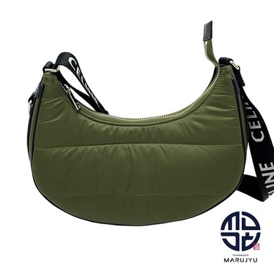 Celine AVA Bag Khaki Nylon One Shoulder Used MARJ-0