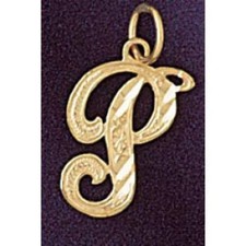 Initial P Classic Charm Pendant 14k Gold 1 Gram 
