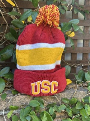USC Trojans Beanie One Size Red Embroidered with Pompom 90 s Fight on!