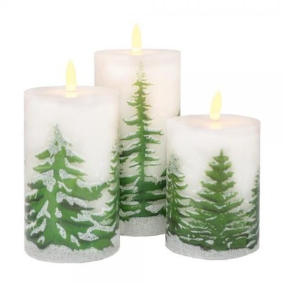 Gift Essential - 3 Piece LED Candle Set - Pine Trees