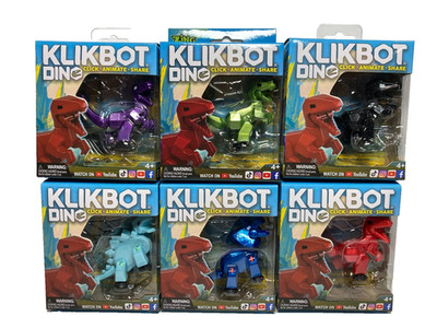 Klikbot Dino Complete Set of 6  Stikbot - Green,Purple,Red,Black,Light Blue&Blue