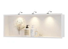 Neodrain LED Lighted Shower Niche 36" x 12" White Stainless Steel No Tile Needed