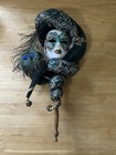 La Gioia Venetian Mask Authentic Handmade Italy Carnival Jester Peacock Green