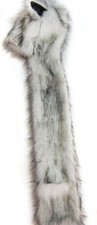 Winter Animal Hat Faux Fur Hooded Scarf Cute Furry Ears Paw Gloves Pocket Hoo...