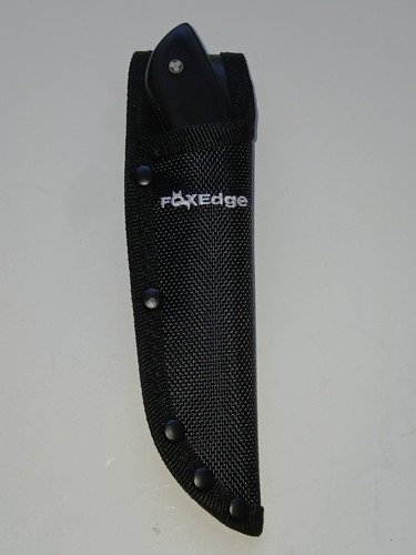 Cuchillo fijo Fox Edge 3" acero inoxidable hoja espiga completa mango negro madera de pakka - Imagen 10 de 12