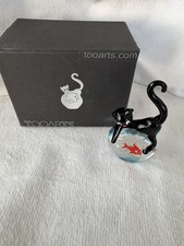 Tooarts Cat and Goldfish Gift Handblown Glass Ornament /Figurine 