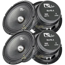 (4) RI Audio 8" Midrange Speakers 500 Watts Peak 250 Watts RMS 4 Ohm Car Audio